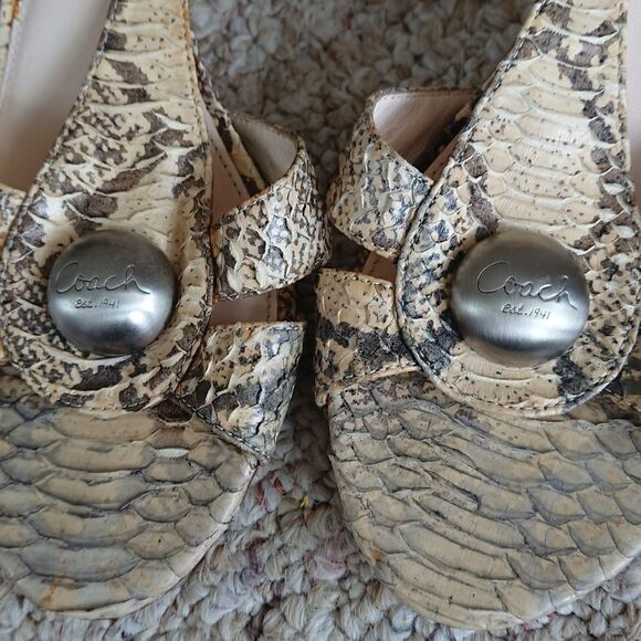 Coach Hellena Snake Python Sandals Size 8.5B - Picture 6 of 11